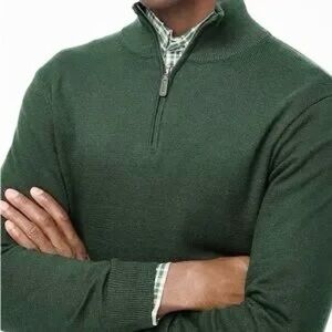 NEW J.Crew Men’s Cotton Half-Zip Pullover Sweater Green XL Preppy Casual